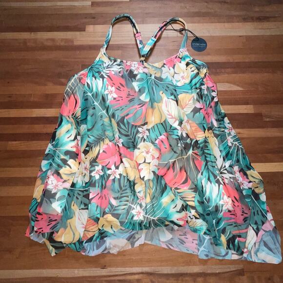 Coco Reef tropical print Bra Sized Tankini Swim Top 32DD - Picture 2 of 8